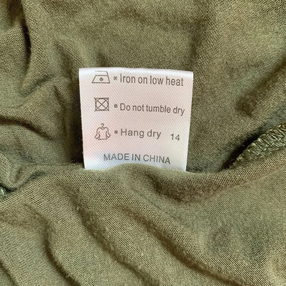 Women's Army Green Casual Loose Maxi Dress V-Neck Short Sleeve Pockets Size S - Picture 10 of 10